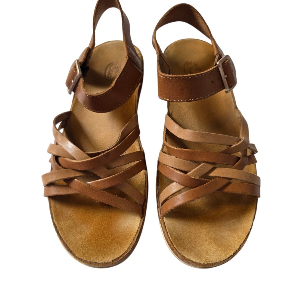 Womens 9 Chaco Fallon SAND Leather Strappy Sandals Shoes Hiking Boho